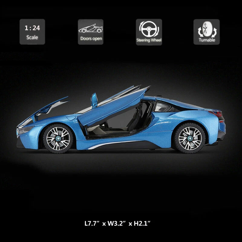 1:24 BMW i8 Model Car Diecast Toy Cars Metal Vehicle Boys Toys Kids Gifts Blue - Image 2 of 4
