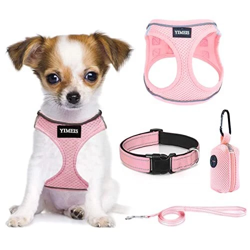 Dog Harness and Leash Set, No Pull Soft Mesh X-Small (Pack of 1) Pink-Update