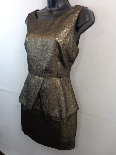 Ark & Co. Dress Women's M Gold Sleeveless Peblum Party Cocktail New With Tags - Picture 4 of 14