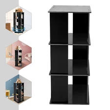 3 layers 360° Rotating Bookshelf Display FreeStanding Wood Bookcase Storage Rack