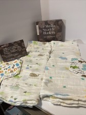 Muslin Swaddle Breathable Multiuse Blanket2-Pack, Clouds And Whales.