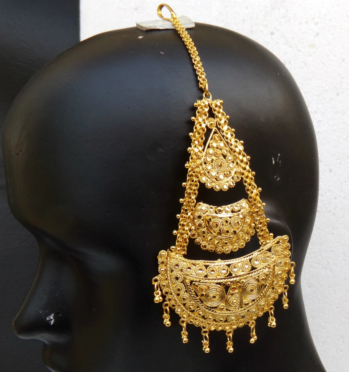 Ethnic Head Accessories Indian Dulhan Tikka Paasa Jewelry Gold Plated  Jhoomar