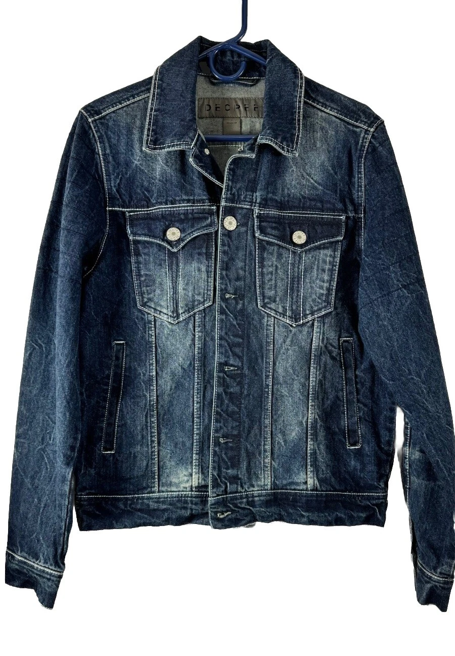 Decree Blue Men's Sz S Trucker Long Sleeve Button Up Denim Jean Jacket NWOT