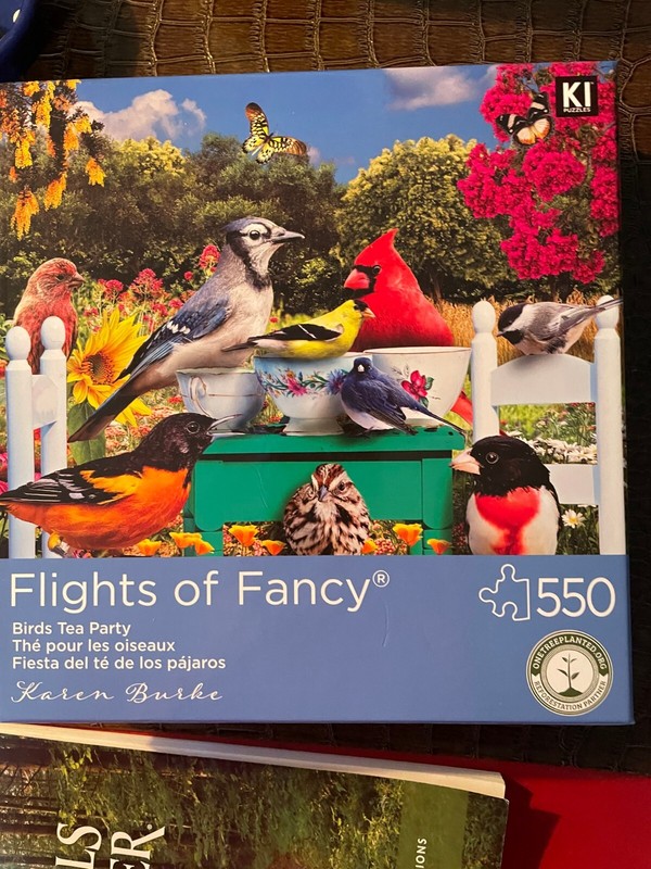 Puzzle, "Flights of Fancy", 550 Pc, Birds Tea Party, 24 x 18, KI Puzzles, Poster
