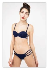 AGENT PROVOCATEUR NAVY MONTANA BIKINI SET 36DD MEDIUM AP3 BNWTS 