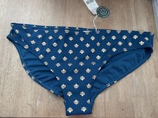 Boden Navy Blue Gold Polka Dot Shell Cheeky Swim Bikini Bottom NWT Size 16-18