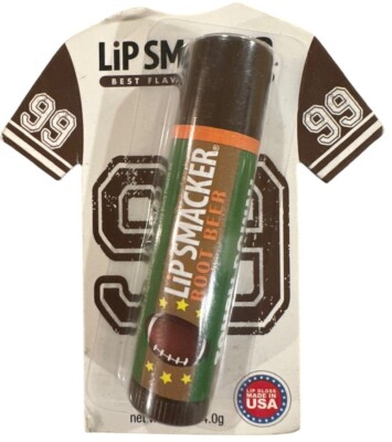 Lip Smacker Balm ROOT BEER Touch Down #99 FOOTBALL JERSEY Shaped Blck+White Card
