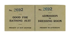 c.1900 SAN FRANCISCO SUTRO BATHS ANTIQUE BATHING SUIT & ADMISSION TICKET STUBS