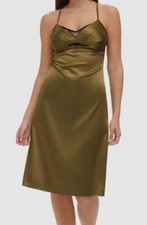 Guess Women's Green Lace-Trim V-Neck Sleeveless Slip Dress Size 10