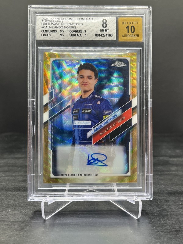 2021 Topps Chrome F1 Lando Norris Autograph Gold Wave 50/50 BGS 8 | 10 #CA-LN