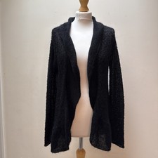 Black Stills Medium Waterfall Cardigan 38/40 Made In Italy 100% Wool Knit