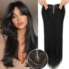 Full Coverage Hand-Tied Hair Topper Clip in Extension Hairpiece For Women 24" US