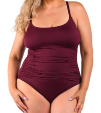 La Blanca Women's Island Goddess One Piece Swimsuit Shirred Side Red Size 12