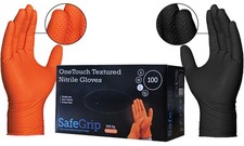 1000 Orange Black Diamond Nitrile Disposable Gloves Strong Heavy Duty Mechanic