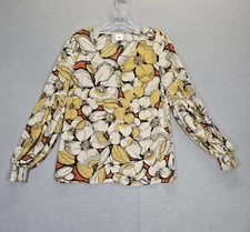 Cabi Sequel Blouse Women's Floral Print V Neck Balloon Sleeve Size Small