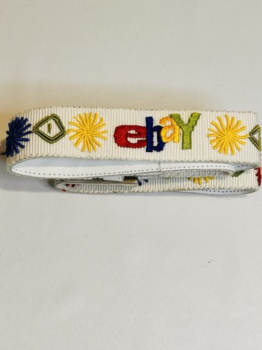 Ebay Logo Embroidered Belt Unisex White Multi Cross-Stitch Size 34