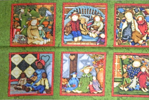 Patchwork Quilting Sewing Fabric Primitive Dolls Squares Panel 30x110cm - Picture 3 of 9