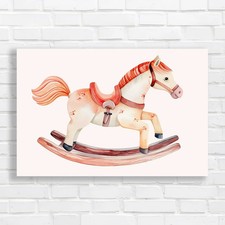 Whimsical Wooden Rocking Horse Original Canvas Print Large Picture Wall Art