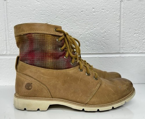 Timberland Pendleton Bramhall Women’s 9.5 A11LA Brown Leather Plaid Flannel Boot