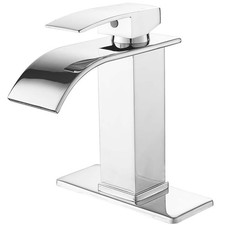 BWE Waterfall Single Handle Low-Arc Bathroom Faucet Polished Chrome