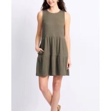 Nine Britton Olive Green Ribbed Tiered Babydoll Mini Dress SP KDR124411-SFP