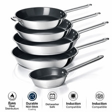 13-32cm Stainless Steel Non Stick Frying Pan Induction Hob Safe Egg Omelette Pan