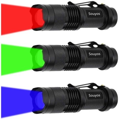 Red Green Blue Light LED Flashlight Trio