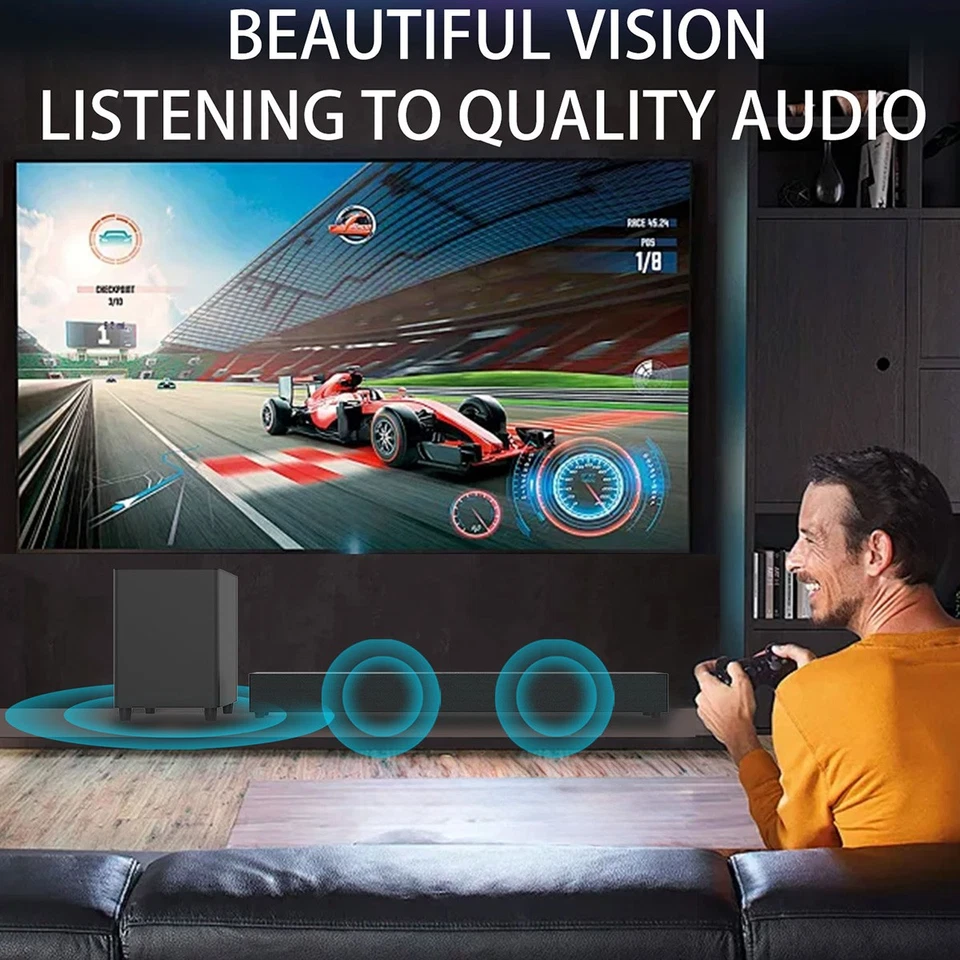 Surround Sound Bar Wireless Bluetooth Stereo Speakers Soundbar TV Home Theater - Image 4 of 4