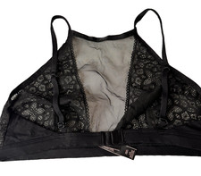 Victoria  s Secret Bralette Dream Angels Womens L Black Lace Sheer Panel Romantic
