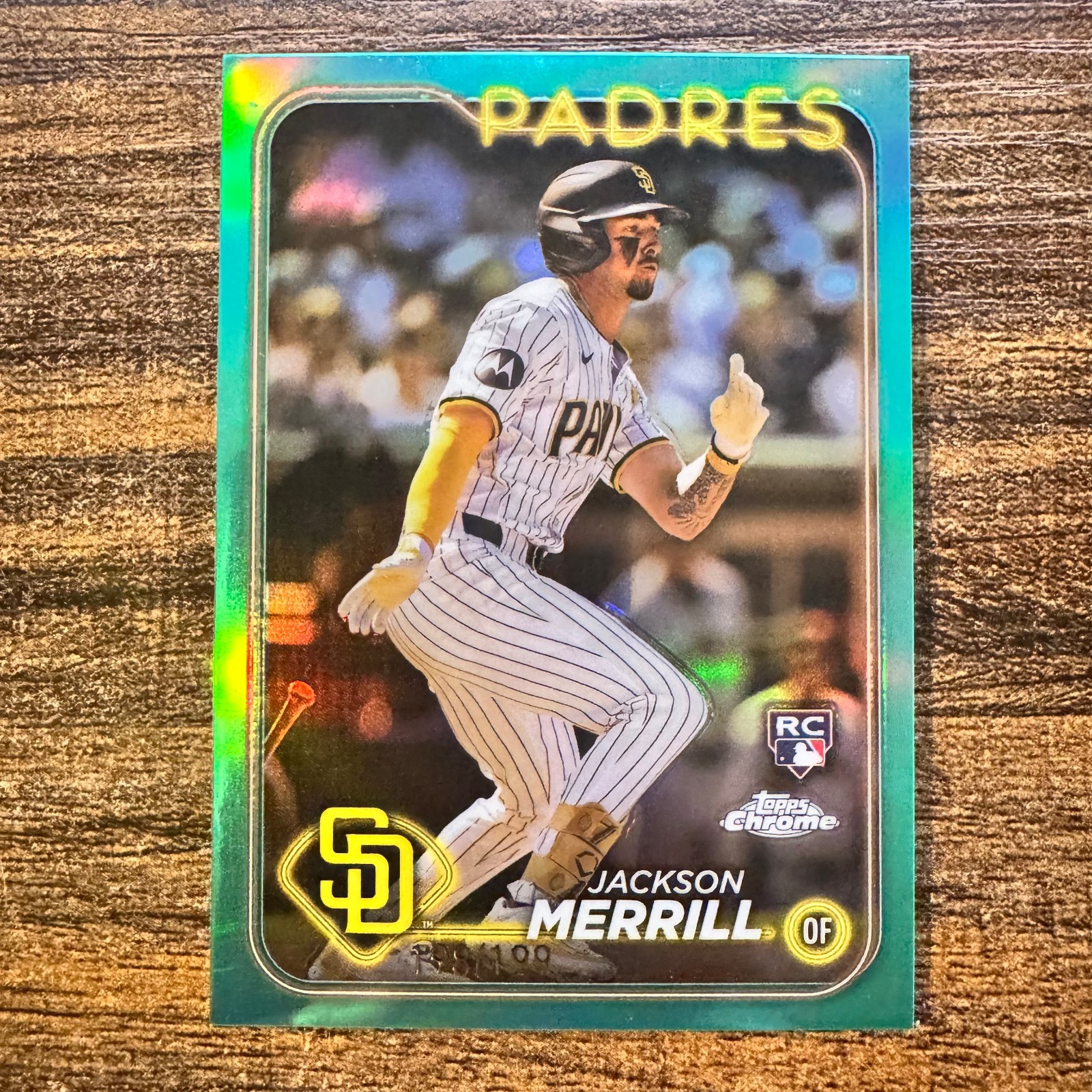 2024 Topps Chrome Jackson Merrill #207 Aqua Refractor #198/199 SD Padres RC