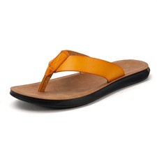 Leather Flip-flops for Men Cool Beach Shoes Lightweight Comfort Hotel Slippers
