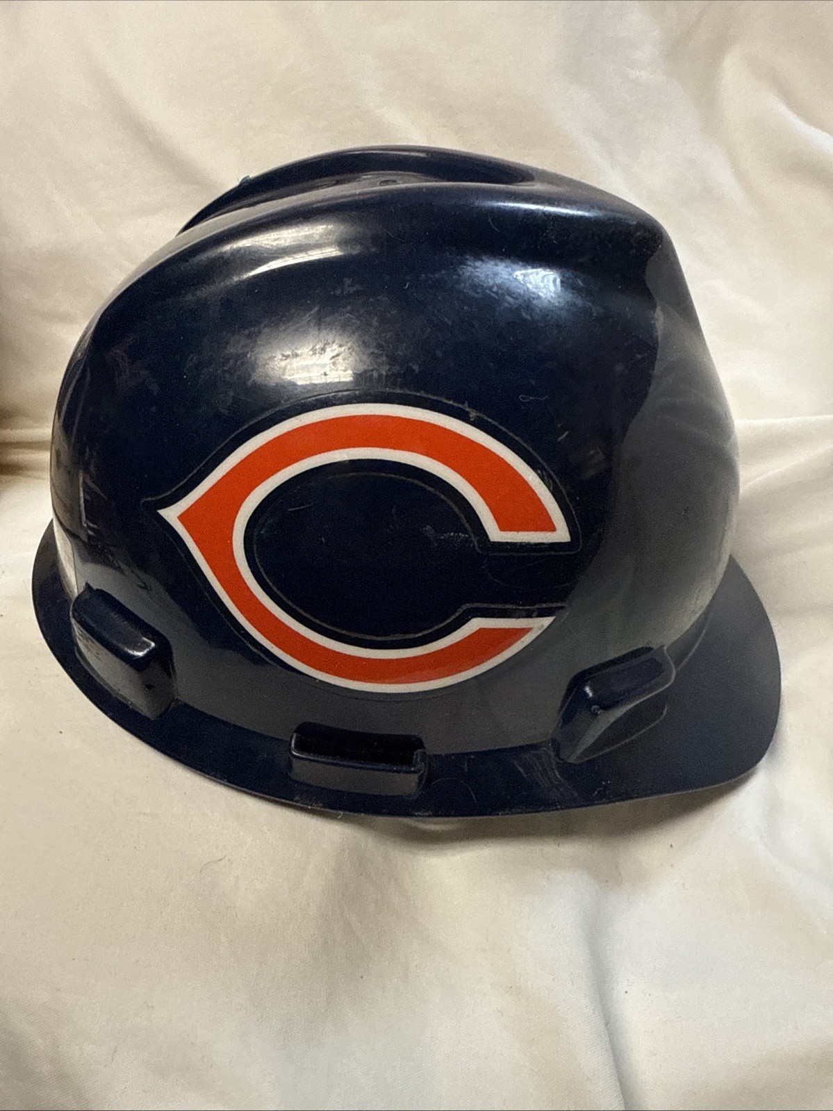 VTG 90s Chicago Bears MSA Safety Hard Hat Adjustable Football Construction NFL