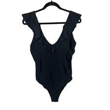 Old Navy Women  s Black Ruffle Sleeve One Piece Swimsuit Size L