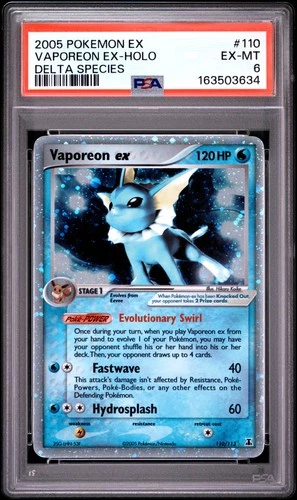 2005 POKEMON EX DELTA SPECIES #110 VAPOREON EX-HOLO PSA 6
