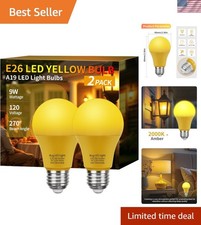 Bug Light Bulbs, Yellow Bug Lights for Outside, A19 9W Equivalent 60W, 2000K ...
