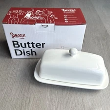Sweese Porcelain Butter Dish Keeper Storage With Lid White - New In Original Box