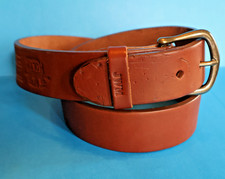 Holtz Leather Co Brown Leather Belt Size 32 SM Made in America DOG DAMAGE 602