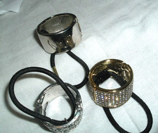 3 WHITE RHINESTONE PONYTAIL HOLDERS NWT