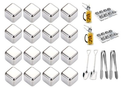16 Pieces Stainless Steel Ice Cubes, Reusable Ice Cube, Stainless Steel Whisk...
