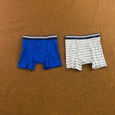 Wonder Nation Boys L 10-12 Blue Grey Stripe Cotton Stretch Boxer Briefs 2Pk New