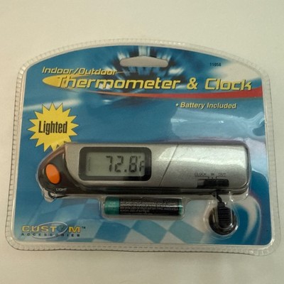 New Custom Accessories Inc. Indoor/Outdoor Clock Thermometer