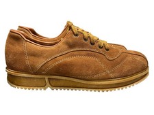 NOS Vtg 70s 11 Mens Shoes Wedge Platform Heel Brown Split Leather USA Oxford