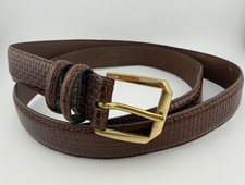 Torino Embossed Italian Kipskin Belt Size 42 Preowned USA Made Brass Buckle READ