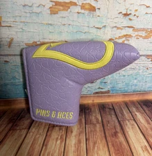 New Pins And Aces Blade Putter Cover Purple/Yellow Magnetic Closure