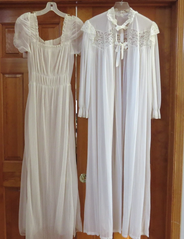 Juego de Negligee y Bata Vintage Años 50 Sheer Peignoir Talla 36 Foto 2 de 4
