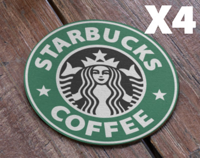 4x Starbucks Untersetzer Tischsets Tee Kaffee Tasse Becher rund matt grün 9 cm