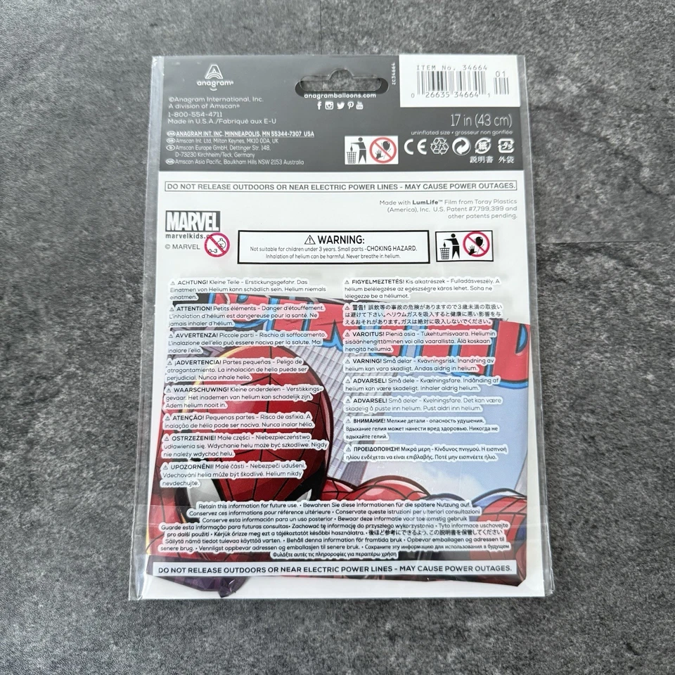 Anagrama Marvel Spider-Man '¡Feliz cumpleaños!' Globo de fiesta de aluminio Foto 2 de 2