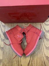 TIMBERLAND LITTLE KIDS PRE SCHOOL 50TH ANNIVERSARY PREMIUM 6" BOOTS RED SZ 12.5