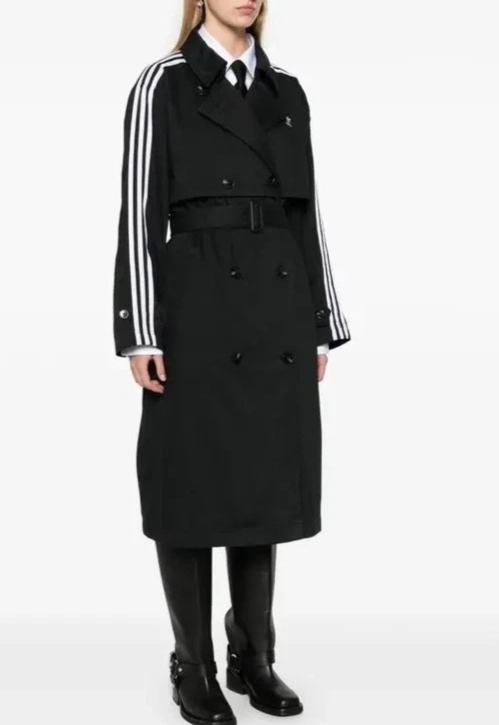 Adidas Originals Twill Trench Coat Black White Small UK 8-10 IZ0381 thumbnail 3