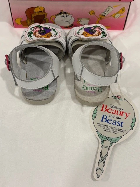 Sandalias blancas vintage de Disney La Bella y la Bestia para niños pequeños talla 5 con etiquetas nuevas en caja Foto 3 de 4